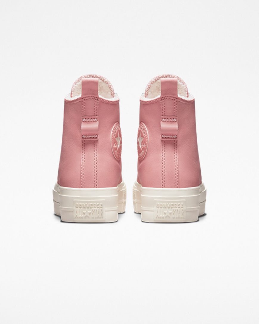 Women's Converse Chuck Taylor All Star Lift Lined Leather High Top Platform Shoes Pink | AU 4C958C